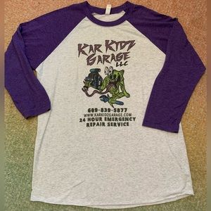 Kar Kidz Garage fun graphic baseball sleeve shirt